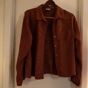 Chico's Faux Suede Rust Button-Up Shirt